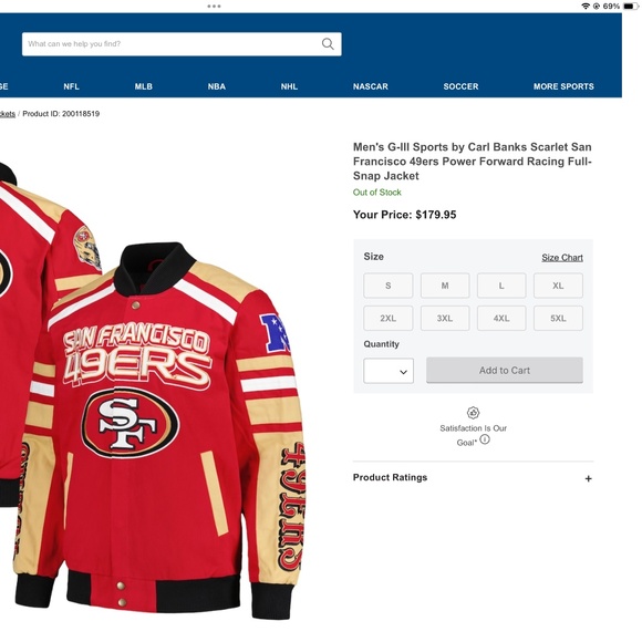 NWT SAN FRANCISCO 49ERS RACING FULL-SNAP JACKET - Picture 12 of 12
